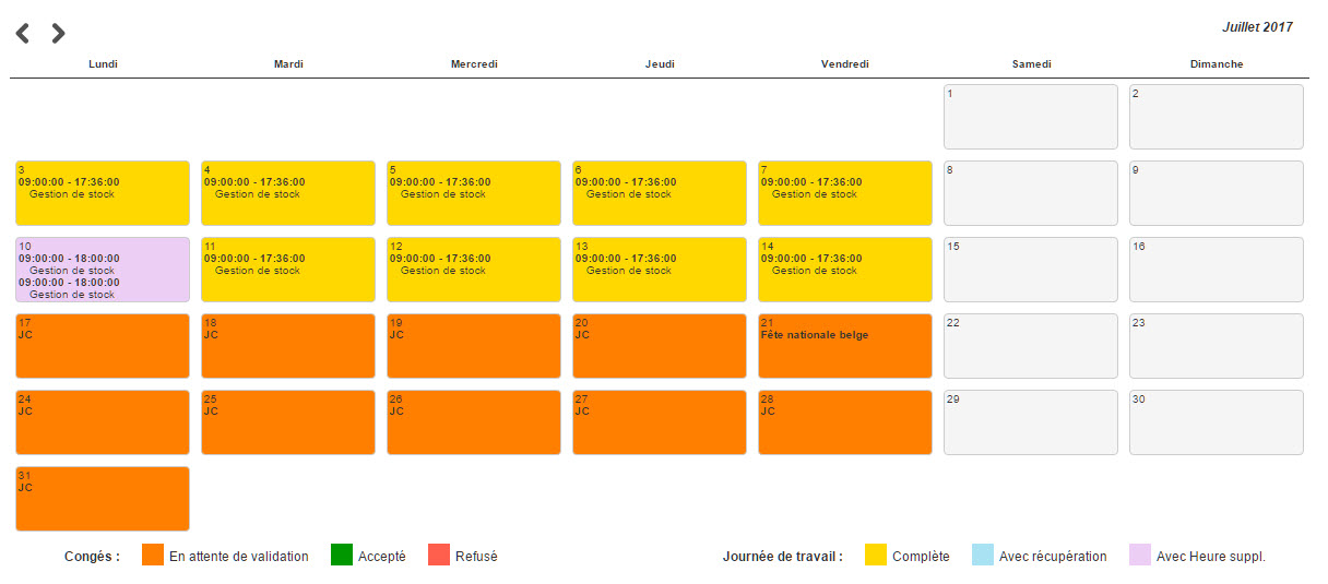 Pro'timer - Planning du travailleur